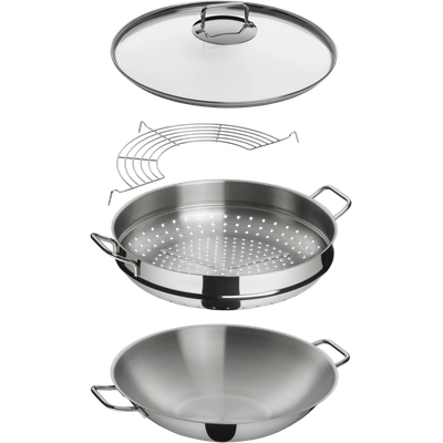 Wok Macao 4-piece with steaming insert